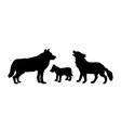 family wolves silhouettes animals vector image