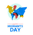 migrant day world map card for global migration vector image