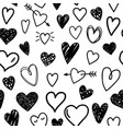 black sketch hearts vector image