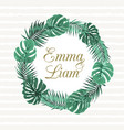 exotic tropical leaves wreath wedding invitation vector image