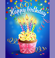 birthday card with cupcake vector image