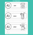 alphabet a-z exercise with cartoon vocabulary vector image vector image