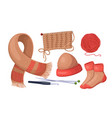 knitting knitted clothes and tools vector image vector image