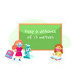 schoolgirls characters with backpack microscope vector image vector image