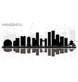 Shanghai city skyline black and white silhouette Vector Image