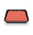 packed mince meat in black tray vector image