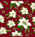 christmas seamless pattern with poinsettia plant vector image vector image