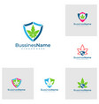 set of shield cannabis logo template creative vector image vector image