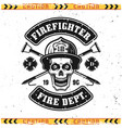 skull firefighter and fire hooks emblem vector image