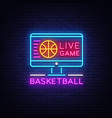 basketball live neon sign vector image vector image