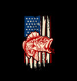american flag with bass fish bass fishing vector image vector image
