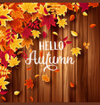 autumn falling leaves with wood nature background vector image