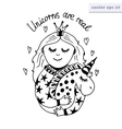 girl with unicorn vector image