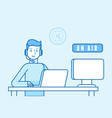 in flat linear style and blue color - broadcaster vector image vector image