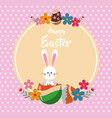 happy easter bunny broken egg floral dots vector image vector image