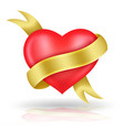 heart shaped and gold ribbon vector image vector image