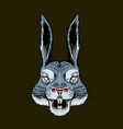 screaming hare or mad rabbit for tattoo or label vector image vector image