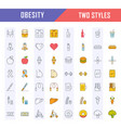 set flat line icons obesity vector image vector image
