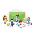 children get education in school during covid19 vector image vector image