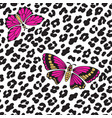 leopard print and butterflies seamless pattern vector image