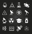 white science icons on chalkboard vector image vector image