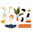 woman or girl sitting in lotus pose character vector image vector image