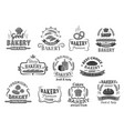 bread and pastry cakes bakery icons set vector image