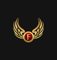 luxury letter f emblem wings logo design concept vector image