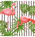seamless pattern with flamingo birds and palm vector image vector image