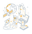 space exploration - isometric black and yellow vector image