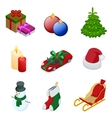 isometric xmas elements gift christmas tree new vector image