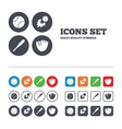 baseball icons ball with glove and bat symbols vector image