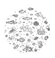 set of sea or ocean animals icons vector image vector image