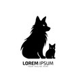 minimal and abstract logo of cat icon with kitten vector image vector image