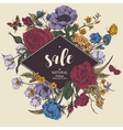 vintage floral sale card with roses vector image