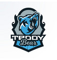 colorful emblem badge log of a growling bear vector image