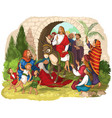 palm sunday jesus enters jerusalem vector image