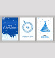 set card merry christmas hand drawn blue vector image
