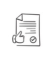 hand drawn doodle document symbol for approval vector image vector image