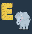 elephant character with letter e isolated vector image vector image