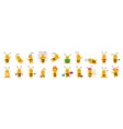 set of smiling cute cartoon bee character vector image