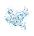 frozen ice cubes in water splashes background vector image