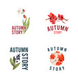 logo with autumn forest and animals concept vector image