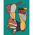 abstract hand and foot sketch vector image