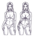 beach tattoo woman monochrome label vector image