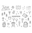 camping doodle icons set vector image