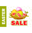 happy easter egg in birds nest of twigs vector image