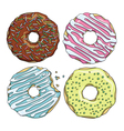 set of cartoon colorful tasty donuts on the white vector image