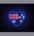 australian flag in the form of a heart neon sign vector image