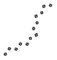 cat or dog paw print pets or animals paw trail vector image